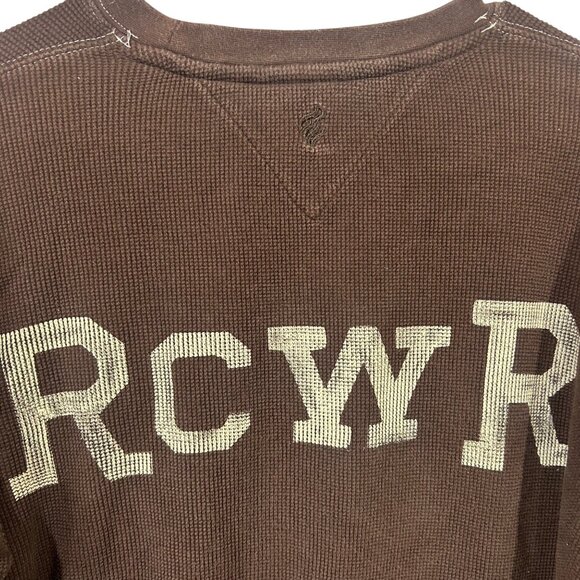Rocawear Long Sleeve Thermal Men's Size L Brown Patches Faded Letters GUC - Picture 5 of 9